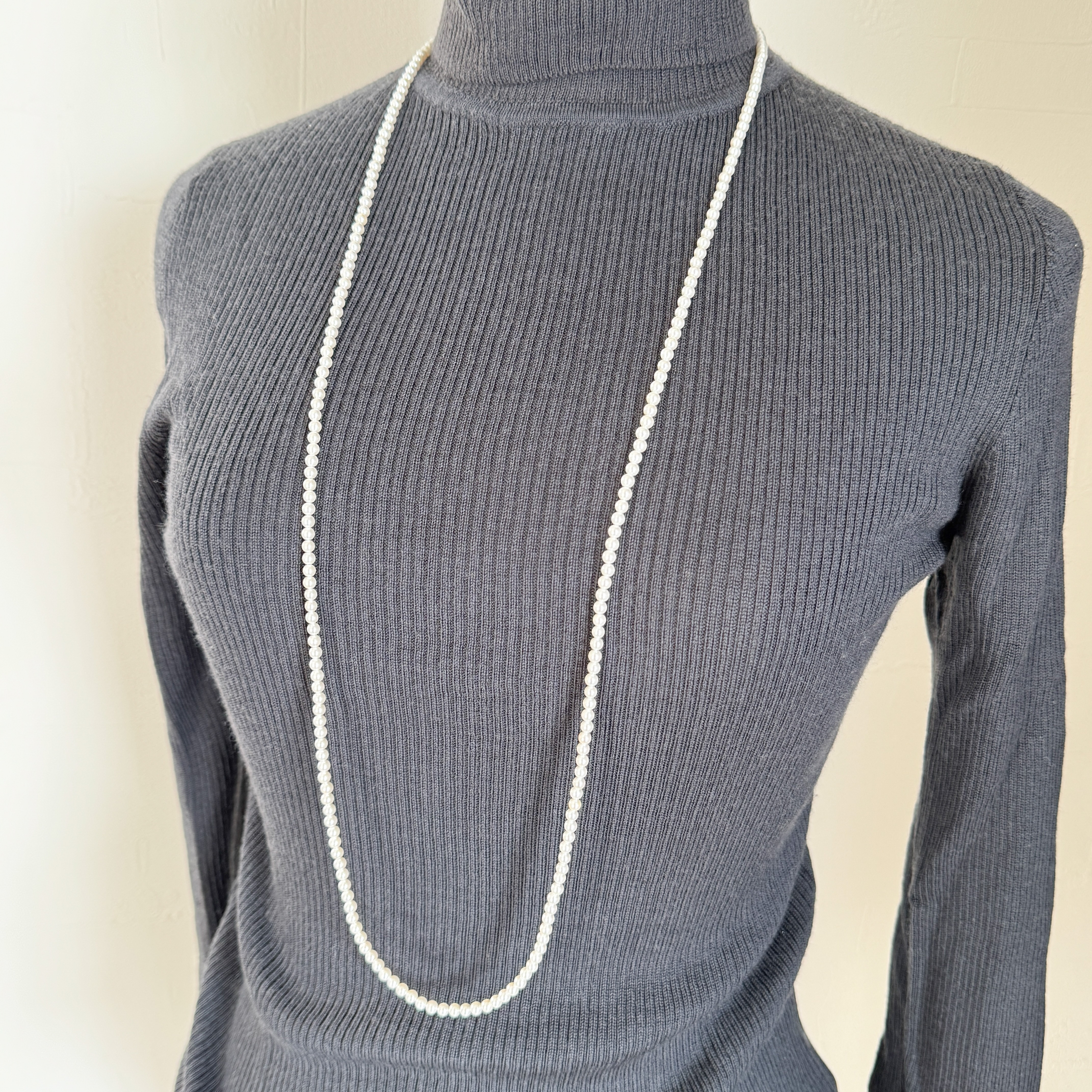 【国産貝パール】フープピアス/イヤリング＆ロングネックレスセット100cm〈シルバー〉